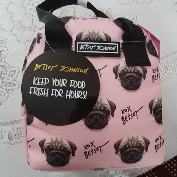 betsey johnson pug lunch bag